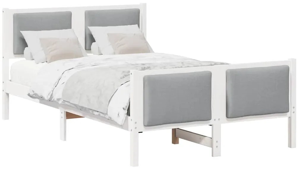 vidaXL Σκελετός Κρεβατιού με κεφαλάρι Ανοιχτό γκρι 120 x 190 cm ύφασμα