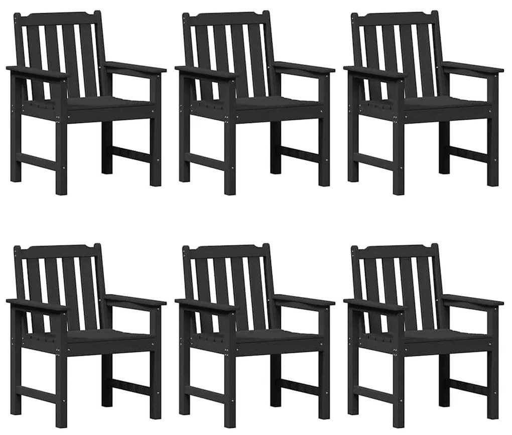 vidaXL Καρέκλα φαγητού κήπου 6 pcs Μαύρο 65.5 x 55.5 x 88cm Πλαστικό