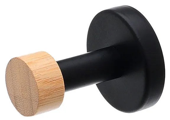 Κρεμάστρα Επιτοίχια Bamboo Essentials Μονη Μεταλλική Μαύρη - Estia