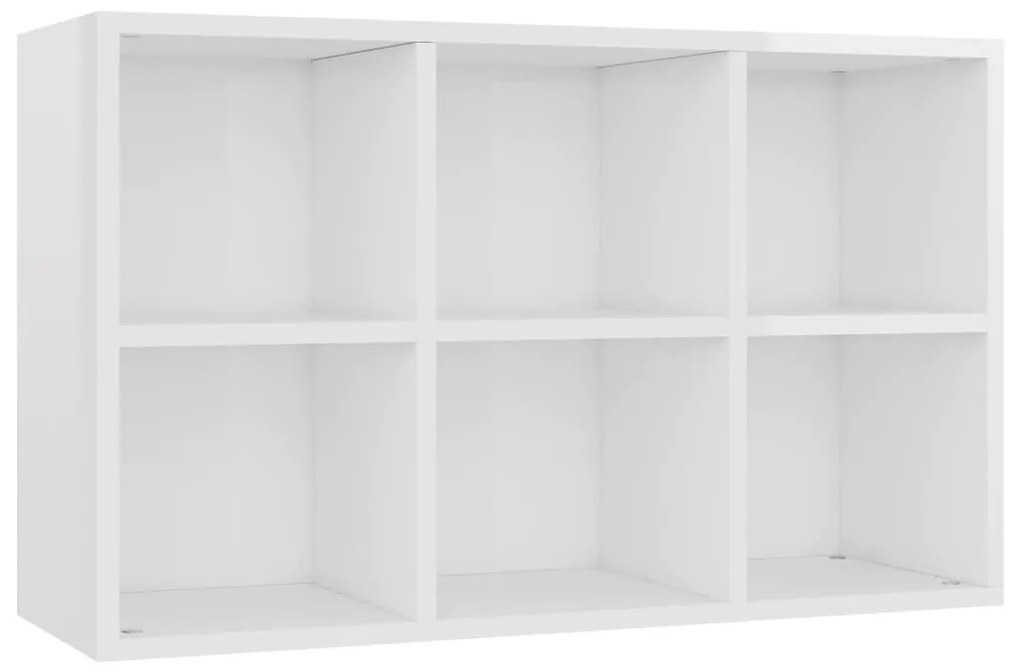 Ραφιέρα/Βιβλιοθήκη Γυαλιστερό Λευκό 66x30x98 εκ. Επεξ. Ξύλο - Λευκό