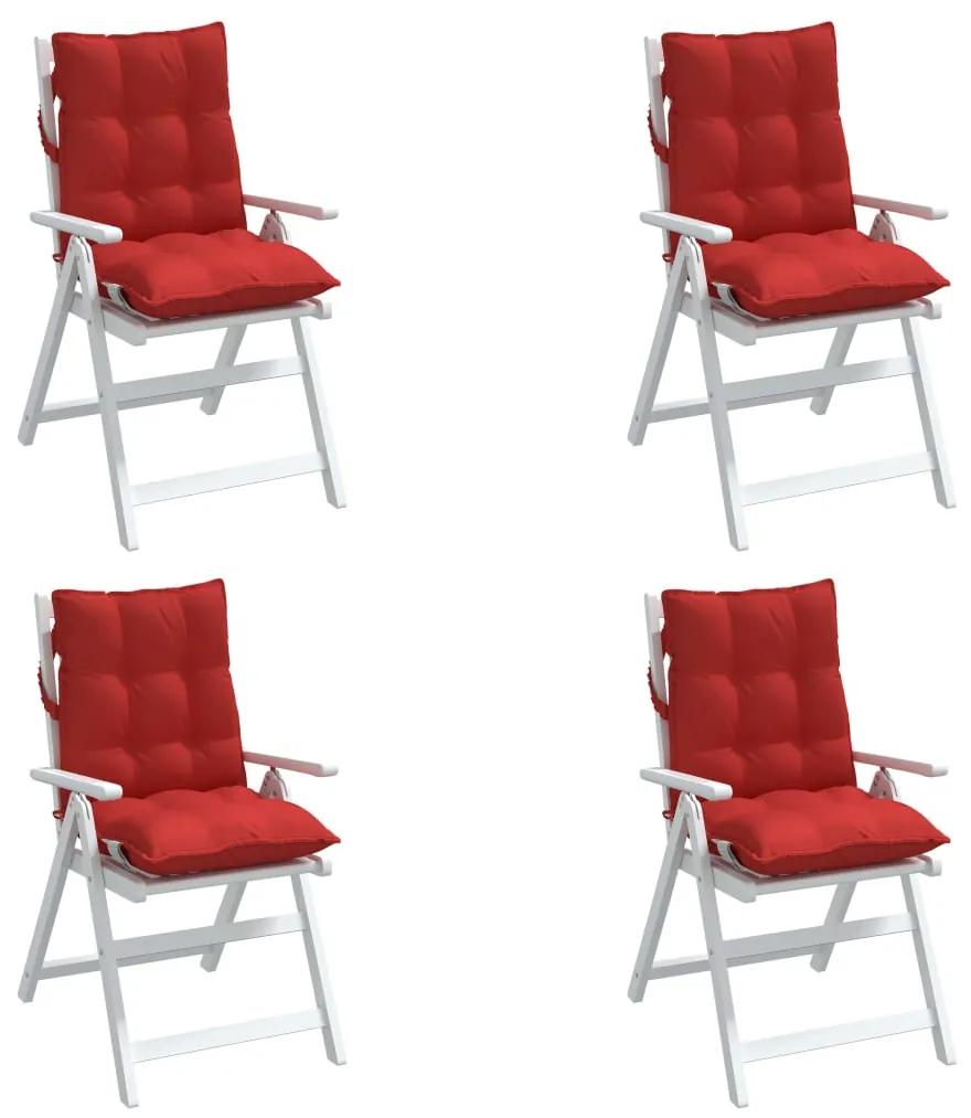 vidaXL Μαξιλάρια Καρέκλας Χαμηλή Πλάτη 4 τεμ. Κόκκινο Ύφασμα Oxford