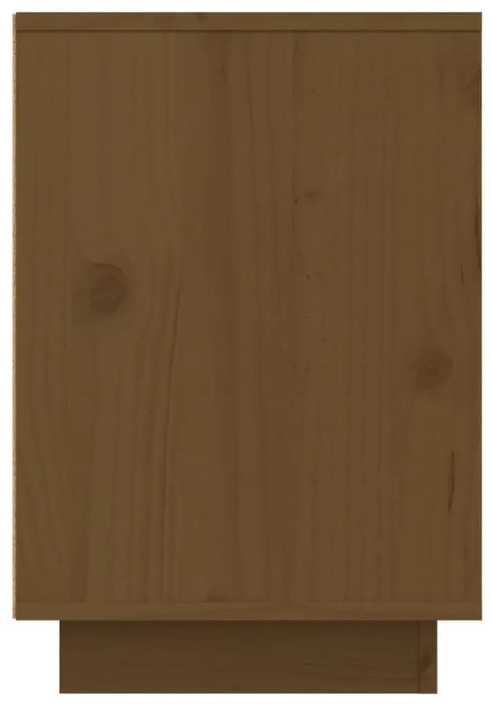 Κομοδίνο Μελί 50 x 34 x 50 εκ. από Μασίφ Ξύλο Πεύκου - Καφέ