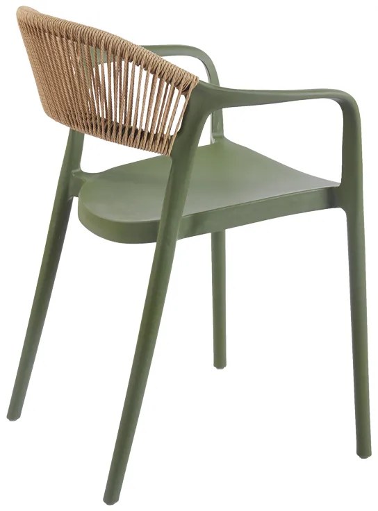 Πολυθρόνα Ankara pakoworld στοιβαζόμενη pp-pe rattan σε λαδί-φυσική απόχρωση 54x55.5x77εκ