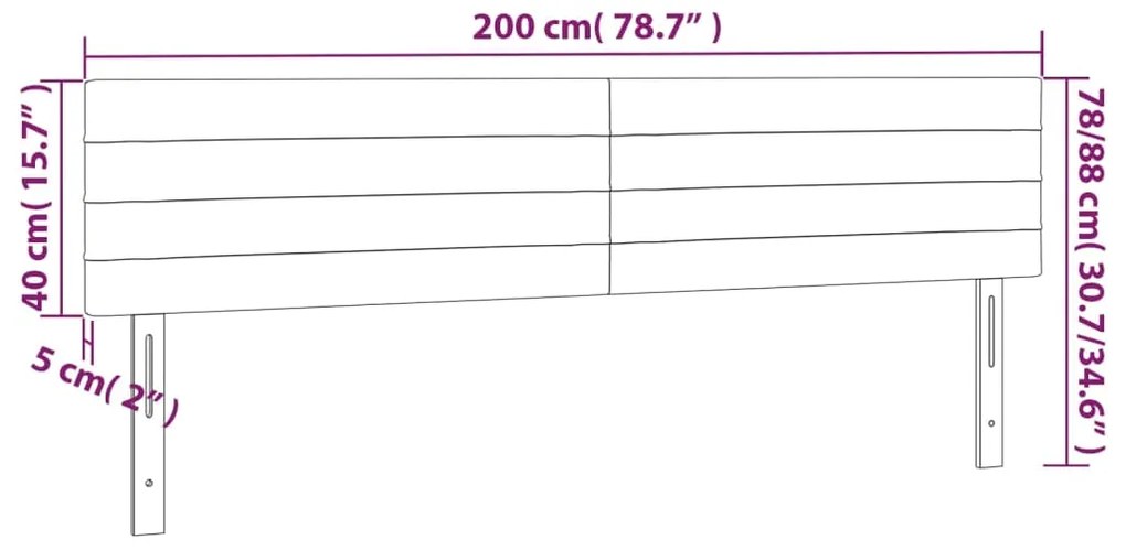 vidaXL Κεφαλάρι Κρεβατιού LED Ροζ 200x5x78/88 εκ. Βελούδινο
