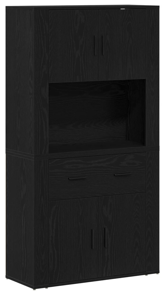 vidaXL Υψηλή ντουλάπα Μαύρης Οξιάς 80x33x150 εκ. Επεξεργασμένο Ξύλο