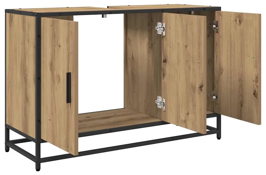 vidaXL Ντουλάπα Νιπτήρα Mπάνιου με ράφι artisan δρυς 90 x 33 x 60 εκ.