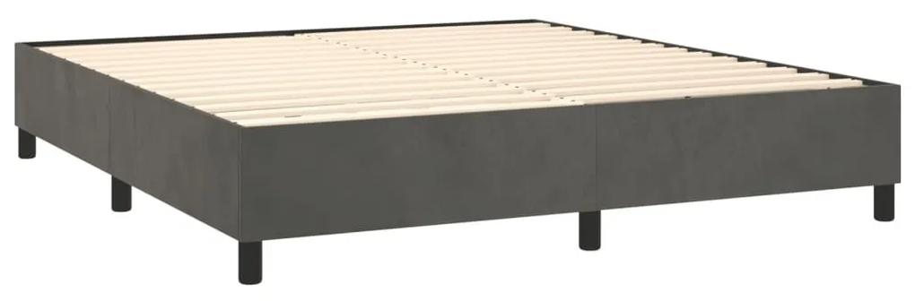 Κρεβάτι Boxspring με Στρώμα &amp; LED Σκ. Γκρι 160x200εκ. Βελούδινο - Γκρι