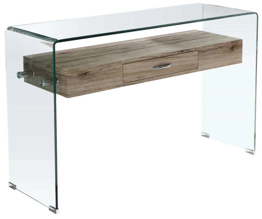 Κονσόλα Glasser Wood Clear 120x40x75cm με Ράφι