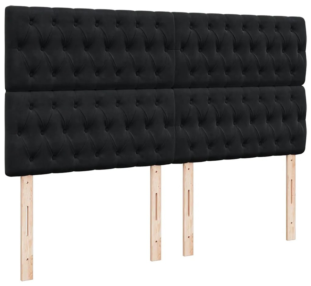 vidaXL Κρεβάτι Boxspring με Στρώμα Μαύρο 180x200 εκ. Βελούδινο