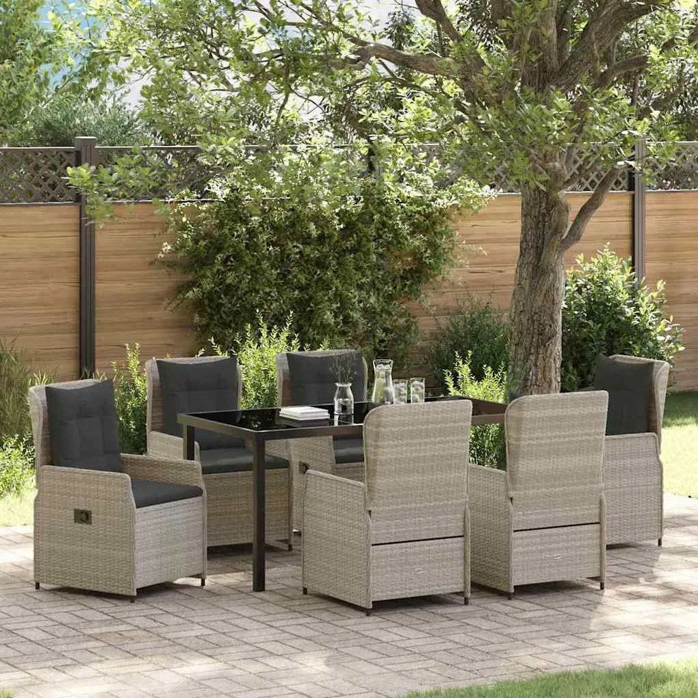 vidaXL Σέτ φαγητού για κήπο 7 pcs Ανοιχτό γκρι συνθετικό ρατάν