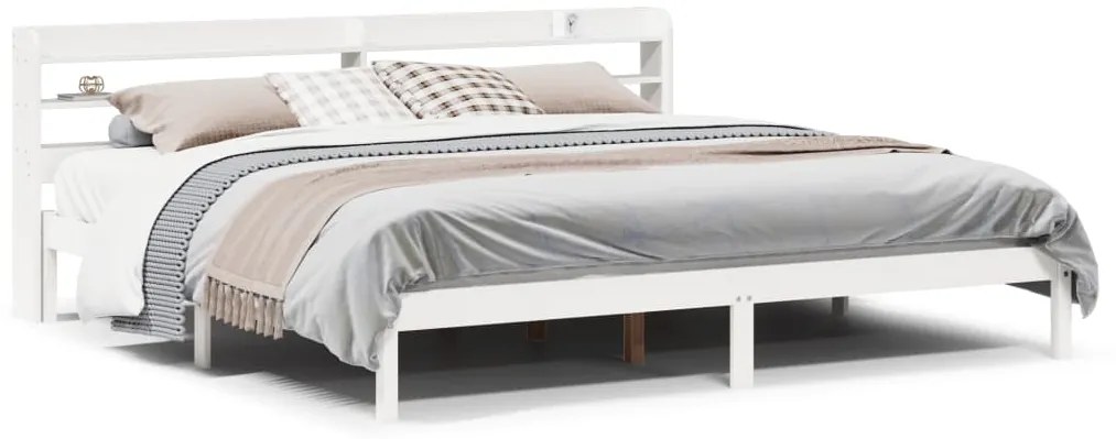 vidaXL Σκελετός Κρεβ. Χωρίς Στρώμα Λευκό 200x200 εκ Μασίφ Πεύκο
