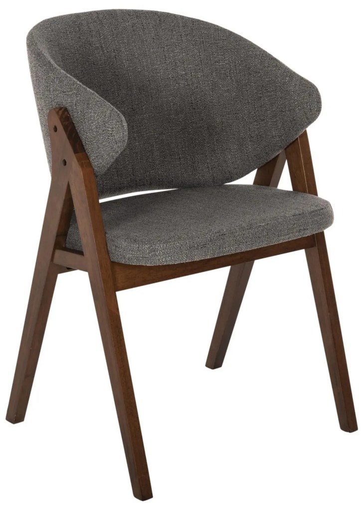 Καρέκλα HANA Rubberwood Καρυδί και Γκρί ύφασμα 55x60x84Yεκ. 2αδα 55x60x84 εκ.