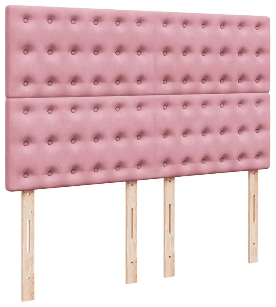 vidaXL Κρεβάτι Boxspring με Στρώμα Ροζ 140x200 εκ. Βελούδινο
