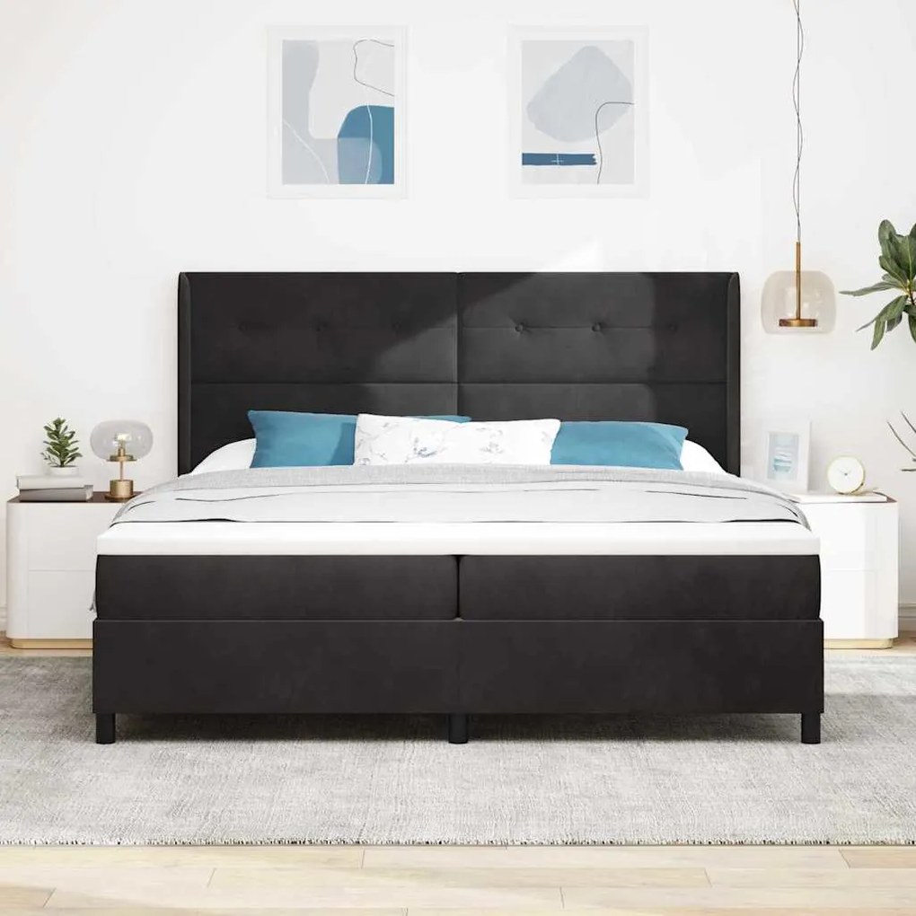 vidaXL Κρεβάτι με ελατήρια με κεφαλάρι Μαύρο 200 x 200 cm Βελούδο