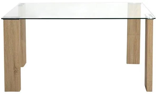 Τραπέζι MORGAN Γυάλινο με Ξύλινα πόδια Φυσικό 140x80x75 εκ. 140x80x75 εκ.