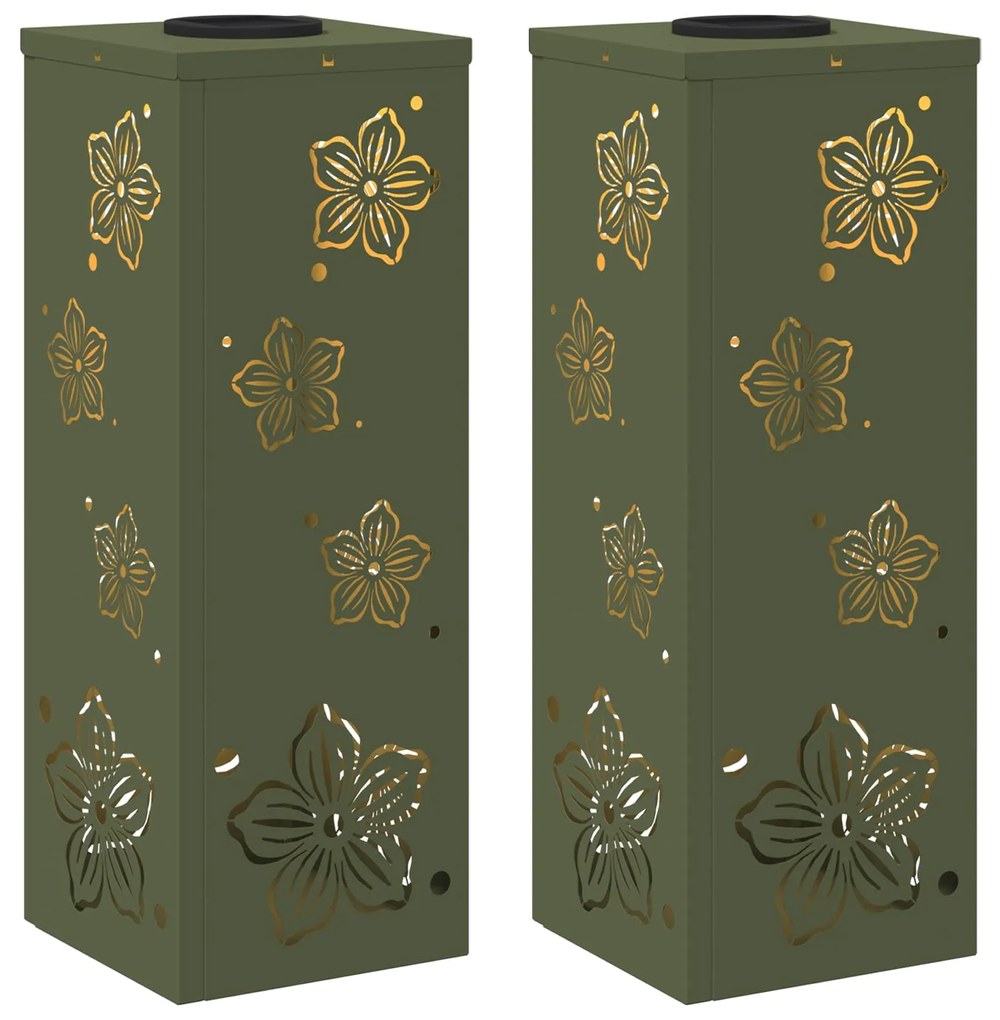 vidaXL Ηλιακό LED Φως Δρόμου με φώτα με μπαταρία 2 pcs Ελιά Πράσινη