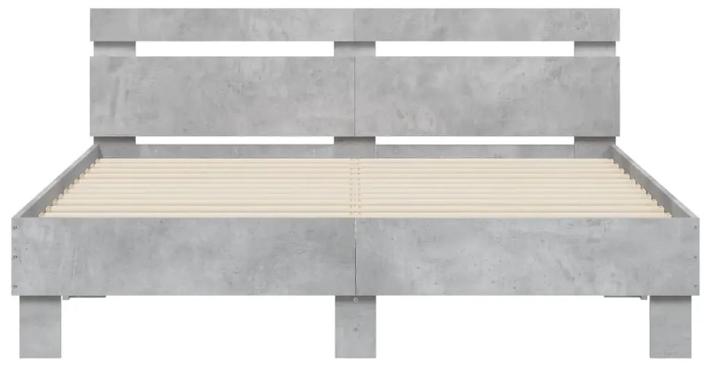 vidaXL Πλαίσιο Κρεβατιού με Κεφαλάρι/LED Γκρι Σκυροδεμ. 140x200 εκ