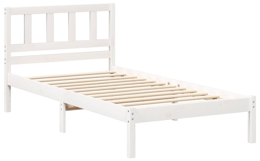 vidaXL Σκελετός Κρεβατιού Λευκό 90 x 190 cm Μασίφ ξύλο πεύκου