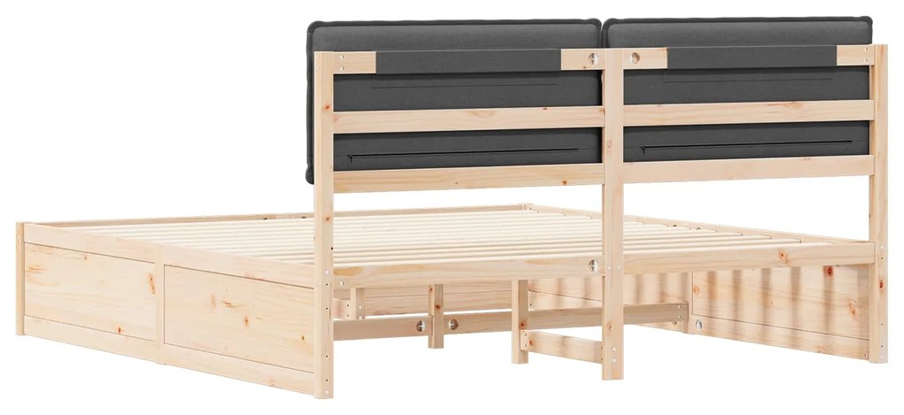 vidaXL Σκελετός Κρεβατιού με Επενδεδυμένο Κεφαλάρι Σκούρο Γκρι