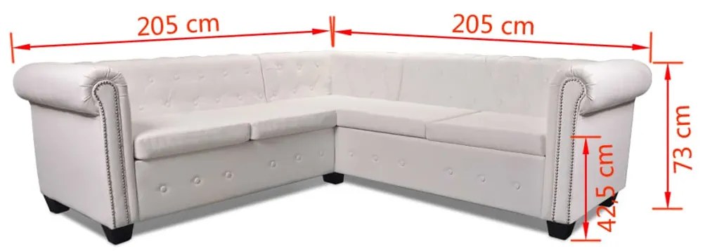 vidaXL Καναπές Γωνιακός 5θέσιος Chesterfield Λευκός Συνθετικό Δέρμα