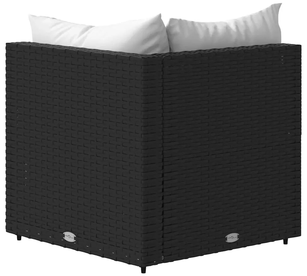 vidaXL Καναπέδες Κήπου Γωνιακοί με Μαξιλάρια 2 τεμ. Μαύρο Συνθ. Ρατάν
