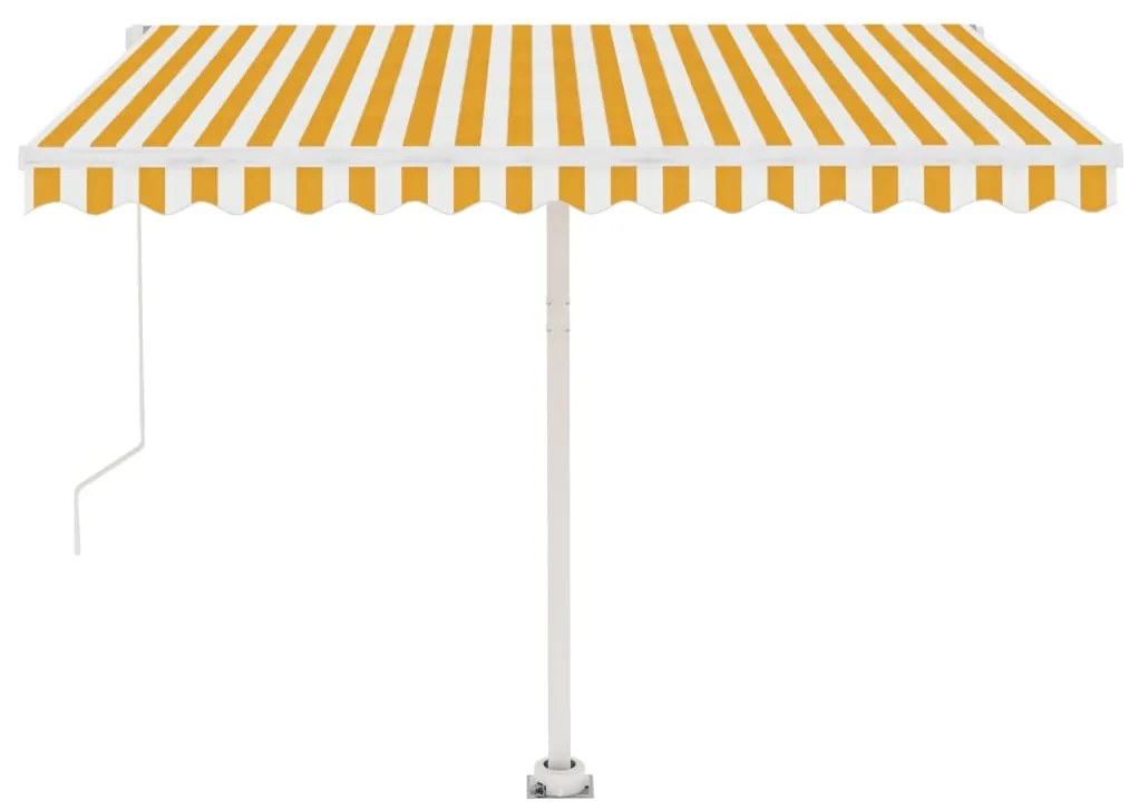 vidaXL Τέντα Συρόμενη Χειροκίνητη Ανεξάρτητη Κίτρινο/Λευκό 350x250 εκ.