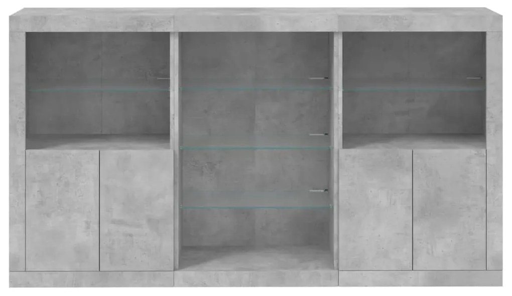 vidaXL Μπουφές με Φώτα LED Γκρι Σκυροδέματος 181,5 x 37 x 100 εκ.