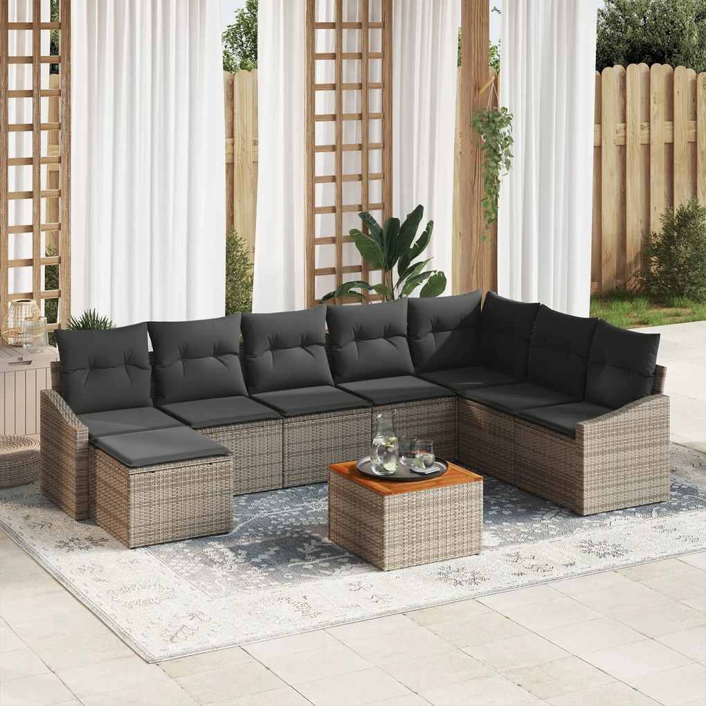vidaXL Σετ Καθιστικού Κήπου 9 pcs Γκρι 55 x 55 x 37 εκ