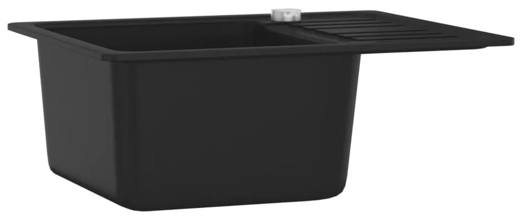 vidaXL Νεροχύτης με Μονή Γούρνα Μαύρος Γρανιτένιος