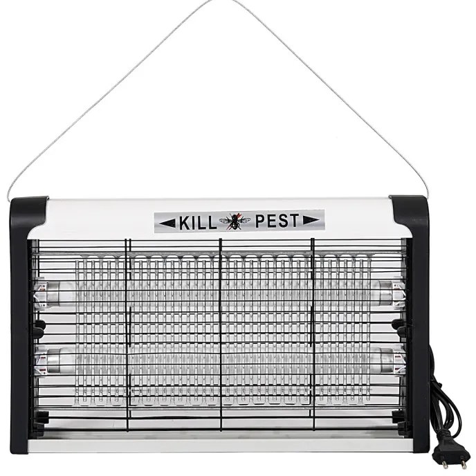 Λαμπτήρας εντόμων Rosberg R51770D, Μέχρι 20 m2, 20W, Υπεριώδες φως, Χαμηλός θόρυβος, Λευκό/Μαύρο