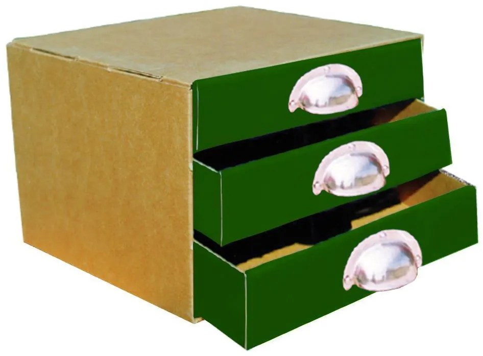 Next συρταριέρα 3συρτ. classic πράσινα - μεταλ. λαβές Α5 Υ25x17x20εκ.  τμχ.