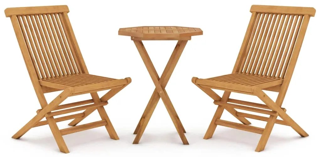 vidaXL Σετ Τραπεζαρίας Κήπου 3 Τεμαχίων από Μασίφ Ξύλο Teak