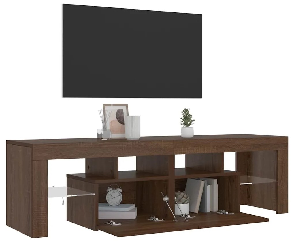 vidaXL Έπιπλο Τηλεόρασης με LED Καφέ Δρυς 140 x 36,5 x 40 εκ.