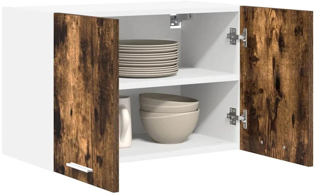 vidaXL Κρεμαστό ντουλάπι Riga Καπνιστός Δρυς και Λευκό 60 x 31 x 40 εκ