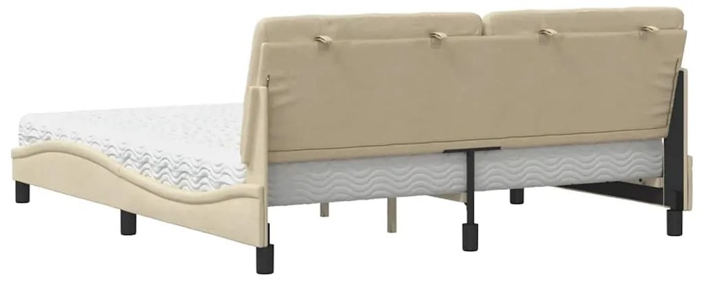 vidaXL Κρεβάτι με Στρώμα Κρεμ 180x200 εκ. Υφασμάτινο