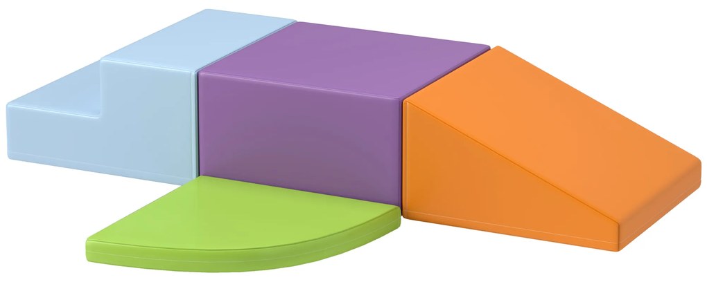 HOMCOM Σετ μαλακών τουβλών για παιδιά, παιχνίδι αναρρίχησης και μπουσούλημα, μαλακή δερματίνη, αφρός EPE, Πολύχρωμο