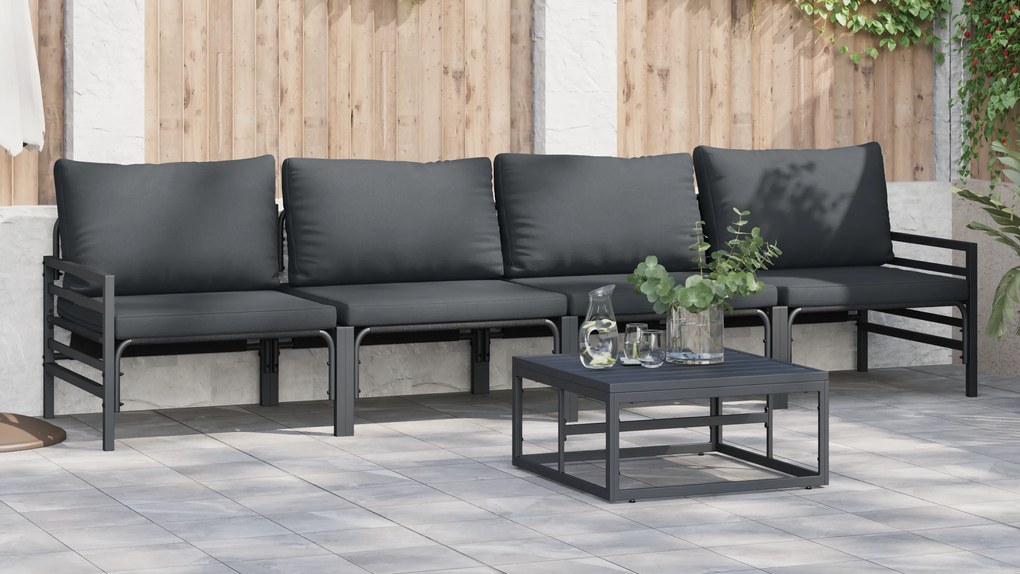 vidaXL Σετ Καναπέ Κήπου 4 pcs Ανθρακί Ατσάλι