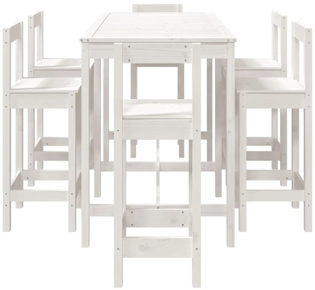 vidaXL Σετ Επίπλων Μπαρ Κήπου 7 Τεμαχίων Λευκό από Μασίφ Ξύλο Πεύκου