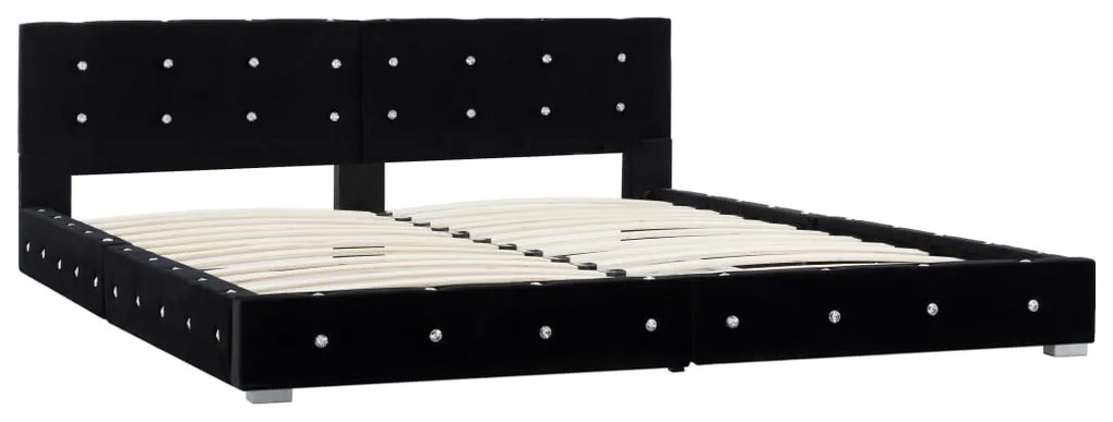 vidaXL Κρεβάτι Μαύρο 160 x 200 εκ. Βελούδινο με Στρώμα