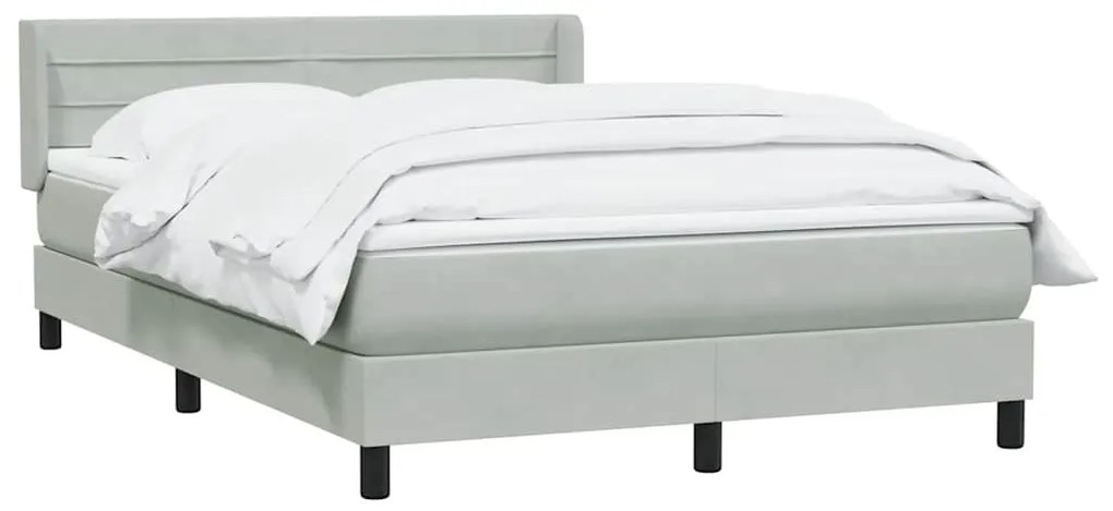 vidaXL Κρεβάτι Boxspring με Στρώμα Ανοιχτό Γκρι 140x210 εκ. Βελούδινο
