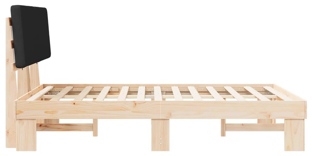 vidaXL Σκελετός Κρεβατιού με Επενδεδυμένο Κεφαλάρι Μαύρο 120 x 190 cm