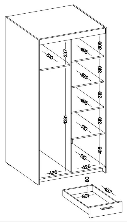 Ντουλάπα Ester 2D3S-Sonoma Oak