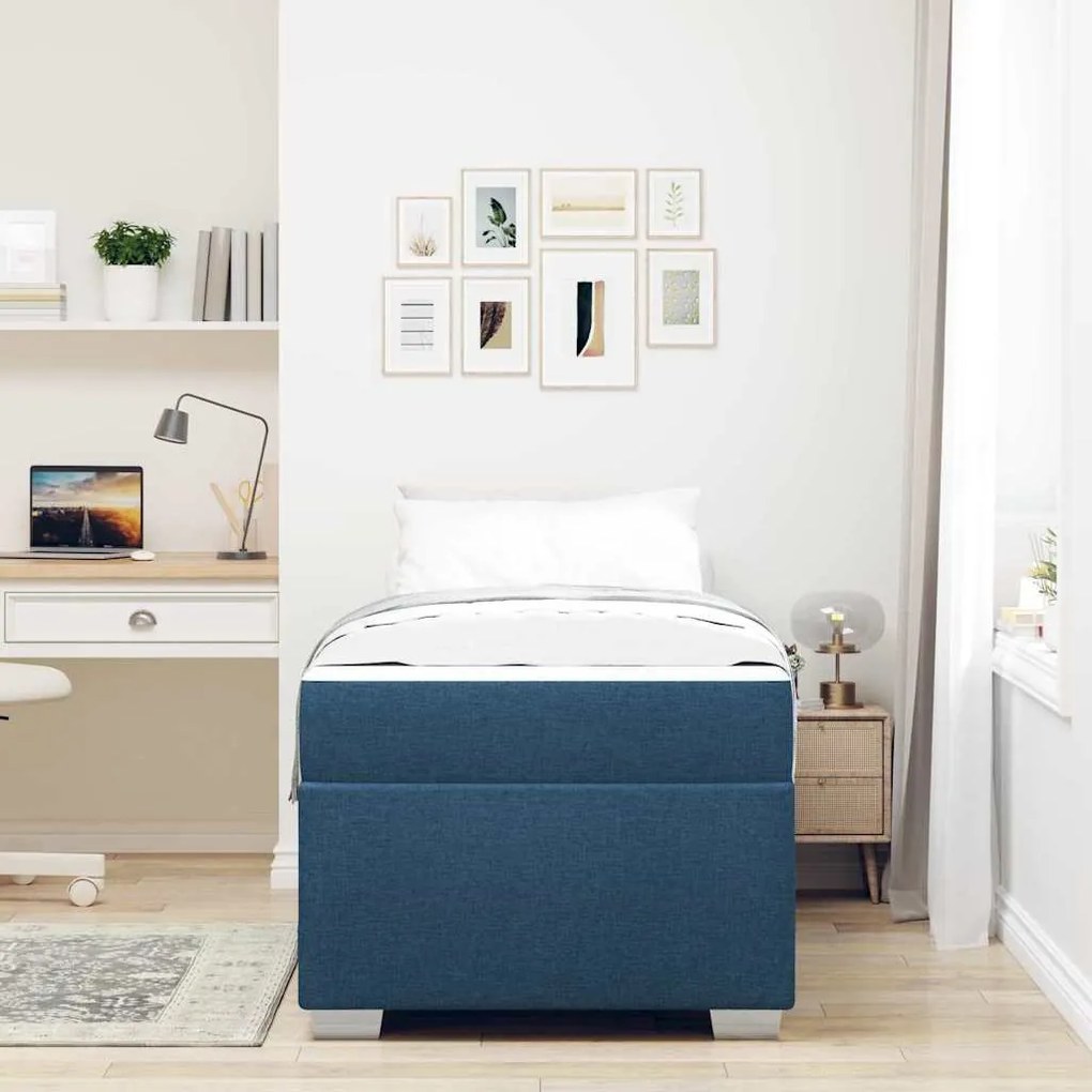 vidaXL Σκελετός Κρεβατιού Άλλο Μπλε 90 x 190 cm ύφασμα