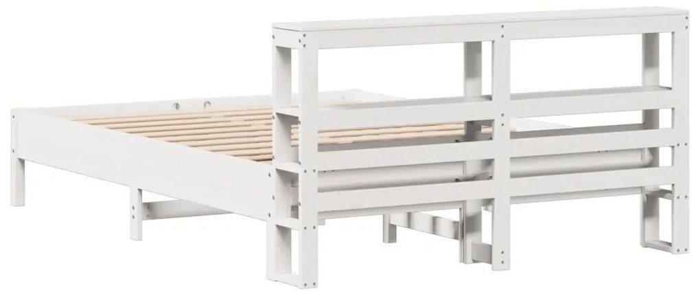 vidaXL Σκελετός Κρεβ. Χωρίς Στρώμα Λευκό 135x190 εκ Μασίφ Πεύκο