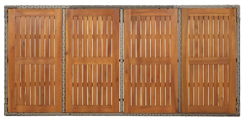 vidaXL Τραπέζι Κήπου με Ξύλινη Επιφάνεια Γκρι 190x90x75 εκ Συνθ. Ρατάν