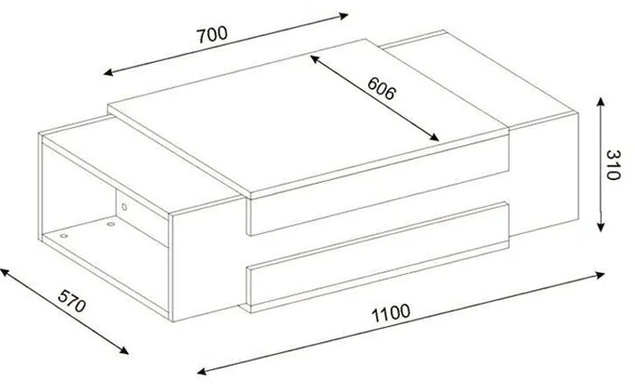 ΤΡΑΠΕΖΑΚΙ ΣΑΛΟΝΙΟΥ NORA MEGAPAP ΧΡΩΜΑ ΛΕΥΚΟ - ΚΑΡΥΔΙ 110X60,6X31ΕΚ.