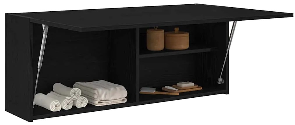 vidaXL ντουλάπι τοίχου μπάνιου μαύρο 100x25x40 cm κατασκευασμένο ξύλο