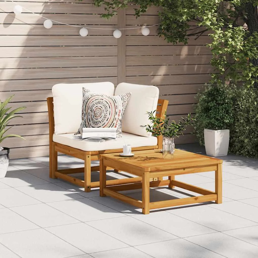 vidaXL Καναπές Κήπου Γωνιακός Μαξιλάρια 73x73x65εκ. Μασίφ Ξύλο Ακακίας