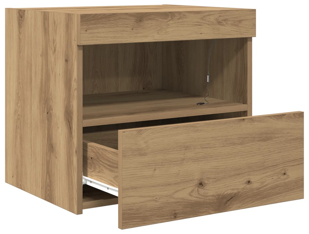 vidaXL Κομοδίνο με LED Φωτισμό Artisan Oak 50x40x45 εκ.