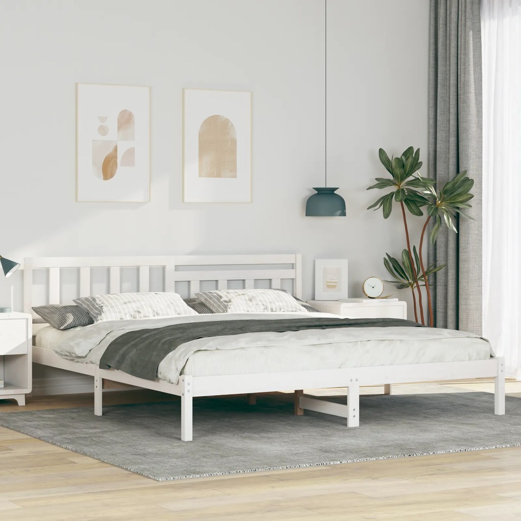 vidaXL Σκελετός Κρεβατιού Λευκό 180 x 200 cm Συμπαγές ξύλο πεύκου